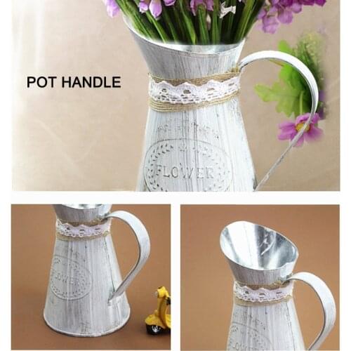 Retro Iron Vases Vintage Pitcher Vases Metal Rustic Farmhouse Decorative Garden Flower Holder JW
