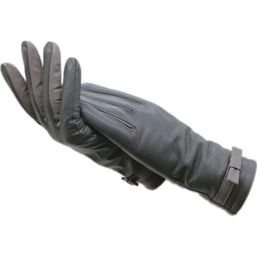 Winter ladies fashion new sheepskin gloves gray warm motorcycle driving dress high-end ladies sheepskin gloves work riding sport