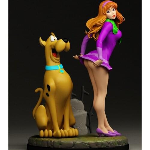 1/24 75mm 1/18 100mm Resin Model Kits Dog and Beautiful Girl Unpainted No Color RW-152