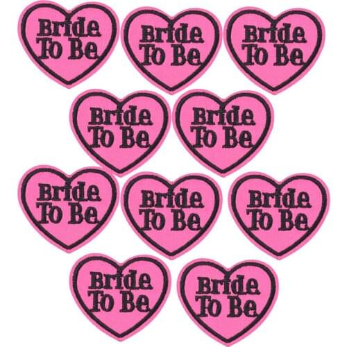 10PCS Pink Heart Patches for Clothing Bride Wedding Applique Patch Iron On Clothes Dress Shoes Embroidery Sewing Accessories