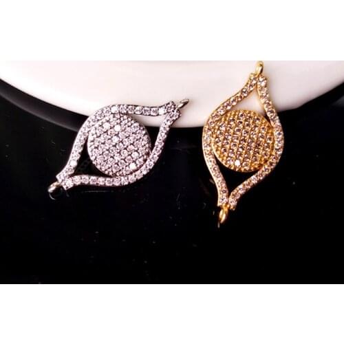 10 Pieces CZ Crystal Eye Double Bails Charm CZ zircon Micro pave Connector Jewelry Finding DIY Bracelet necklace making C148