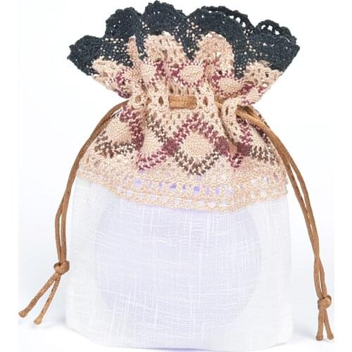 12Pcs Jewelry Packaging Bags 3.9"x5.5" Gift Jewelry Storage Bag Organza Pouches with Lace for Earrings Necklace Bracelet Packing
