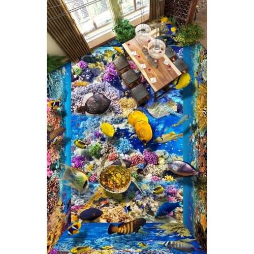 3d floor painting wallpaper 3D Underwater World painting to painting the floor bathroom waterproof wallpaper 3d flooring