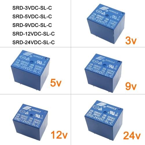 1Pcs 5Pin Relay Power Relay SRD-03VDC-SL-C SRD-05VDC-SL-C SRD-09VDC-SL-C SRD-12VDC-SL-C SRD-24VDC-SL-C 5P DC 3V 5V 9V 12V 24V