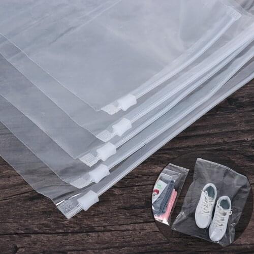 5Pcs Transparent Waterproof Plastic Zipper Lock Bag Portable Self Seal Package Cloth Travel Storage Pouch Clothes Organizer