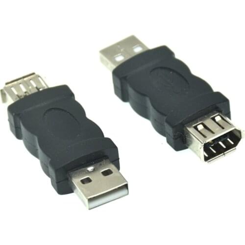 Firewire IEEE 1394 6 Pin Female to USB 2.0 Type A Male Adaptor Adapter Cameras Mobile Phones MP3 Player PDAs Black