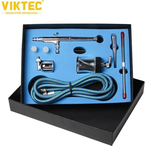 Viktec Dual Action Airbrush Side Feed Mini Spray Gun Cake Decoration Tattoo Body Art Nail Paint Pneumatic Car Painting Tool