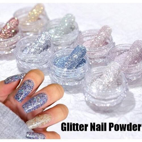 1 Box Diamond Shiny Nail Powder Holographics Chrome Dust DIY Glitter Nail Art Decorations Sequin Metallic Manicure Pigment