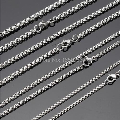 Large Wholesale Price 100pcs/Lot Stainless steel jewelry Rolo-Box Chain Link Necklace 2.8mm 24