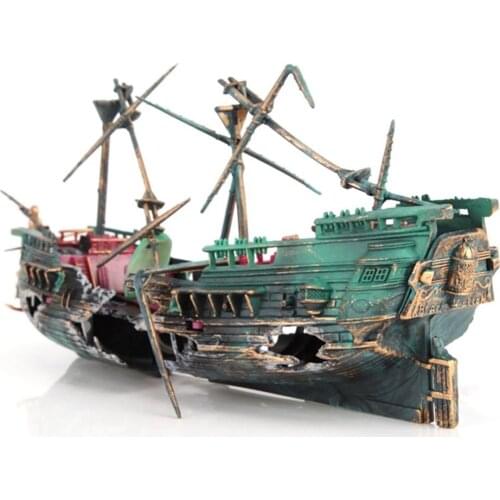 Large Aquarium Shipwreck Decor Boat Plactic Set Resin Ship Fish Tank Ornaments for Aquarium Environments Decor Accessories