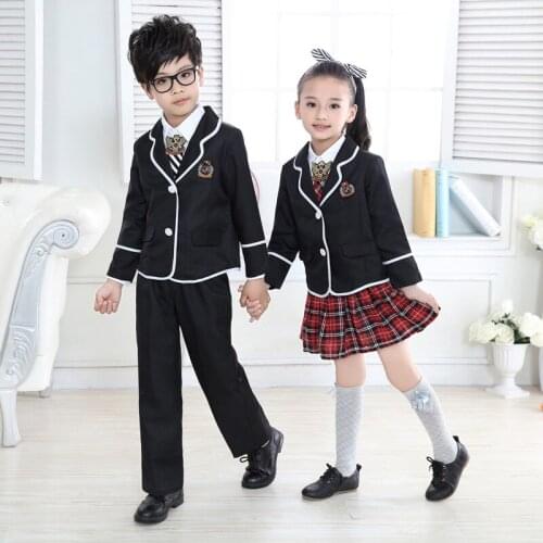 Childrens Chorus Costumes Student Boys or Girls Prestigious British Style Vest + Shirt + Skirt School Uniform Set