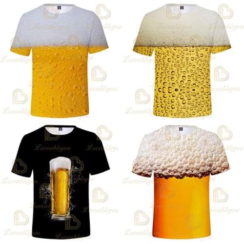 Summer T shirt Men Streetwear Round Neck Short Sleeve Tees Tops Funny Male Clothes Casual Beer 3D Print Tshirt