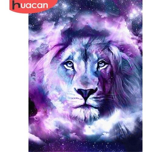 HUACAN 5D DIY Diamond Painting Lion DIY Diamond Embroidery Cross Stitch Animal Rhinestone Picture Full Square Round Decoration