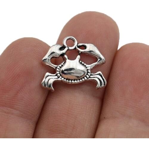 JAKONGO Crab Charms Pendants for Jewelry Making Bracelet DIY Accessories 16x19mm 15pcs