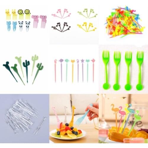 Buy it! 2021 Animal Farm Parrot Bamboo Flamingo Fruit Fork Mini Cartoon Children Snack Cake Dessert Food Pick Toothpick Lunches