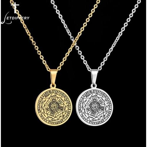 Letdiffery Solomon Talisman Hexagram Pendant Necklace Stainless Steel Religious Amulet Golden Color for Women Men Jewelry Gift