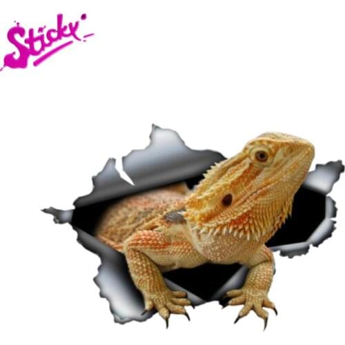 STICKY Interesting Car Sticker Accessories 3D Bearded Dragon Animal Decal Car Window Waterproof PVC