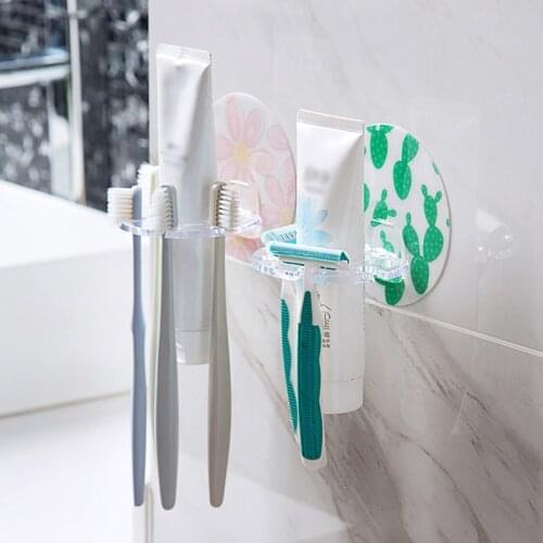 Cute Multifunction Toothbrush Holder Toothpaste Storage Rack Shaver Tooth Brush Dispenser Bathroom Organizer Accessories Tools