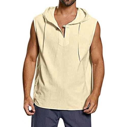 2021 Men Vest Hoodie Comfy Sweat Absorbent with Hat Fashionable Loose Blouse Vest for Men Clothing Street wear White xxxl