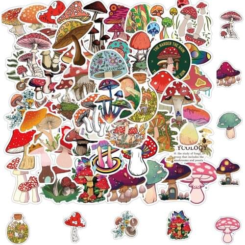 10/30/50PCS Cute Plant Mushroom Cartoon Sticker Childrens Toy Carrying Suitcase Water Cup Decoration Sticker Gift Wholesale