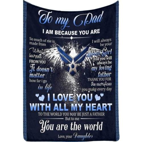 Love Letter Blanket to My Dad from Daughter I Love You with All My Heart Eagle Hug Blanket Gift 100x120cm