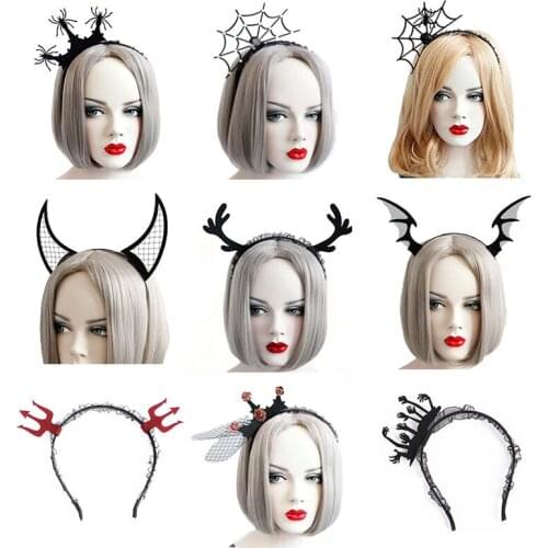 60pcs/lot DIY Simple Multi Non-woven Halloween Headbuckle Head Bands Spider Web HeadBands Hair Styling Tools Accessory HA994