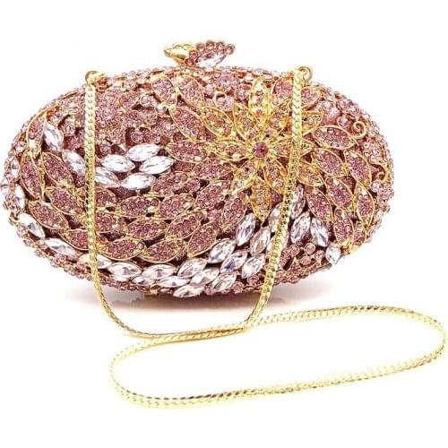 Luxury design clutches women evening party bag diamonds egg shape crystal purses bridal wedding party crystal clutches