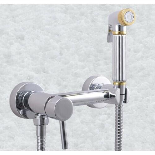 Hand Held Bidet Shower set Toilet Jet Bidet Shower Spray Brass Single Handle Wall Mount Faucet Cold and Hot BD558