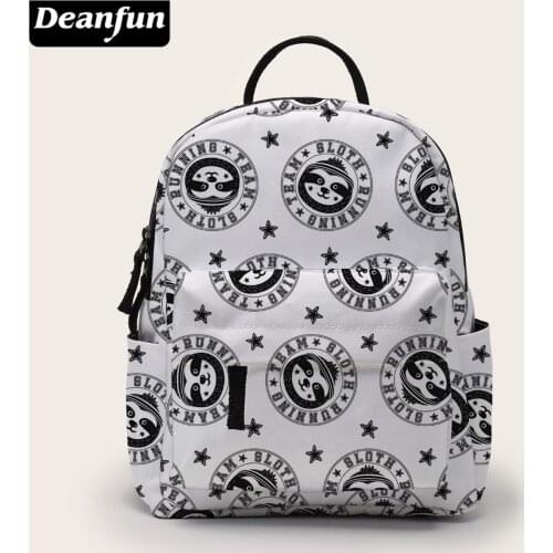 Deanfun Printing Fashion Sloth School Backpack Women Black White Mini Backpack for Kids Women BMNSB-26