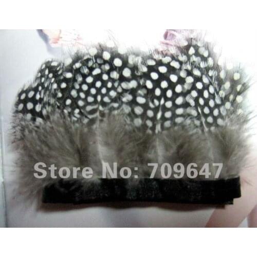 Feather trim! 5-6cmWidth Guinea fowl feather fringe natural color 2 yards trim for Crafts/Costume/Sewing