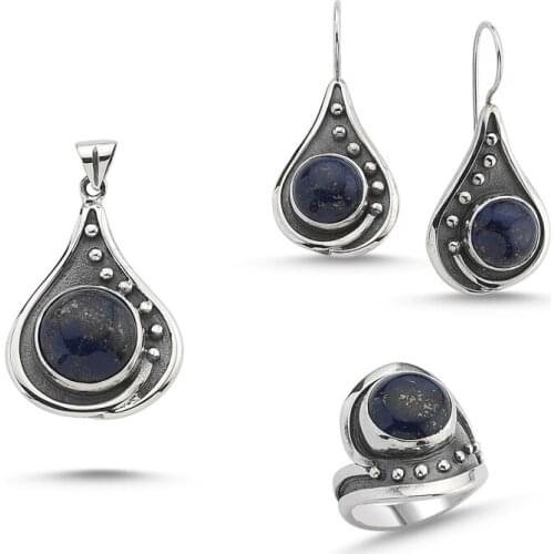 Silverlina Silver Lapis Lazuli Stone Handwork Set