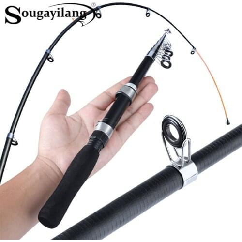 Sougayilang Telescopic Glass Fiber Spinning Rod High Quality Guide Ring Lure Pole Super Hard Fishing Tackle Saltwater/Freshwater