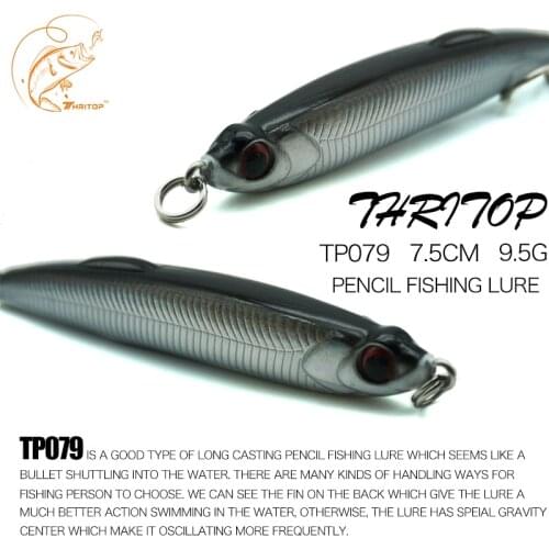 Thritop New Fishing Lure Artificial Bait 75MM 9.5G 3D Eyes 5 Different Colors TP079 Pencil Hard Lures Fishing Bait
