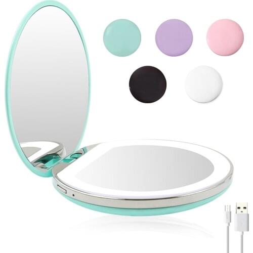 Magnifying Lighted Makeup Mirror Vanity Mirror Round Portable Led Rechargeable Mirror Usb Mirror Light Makeup Tools