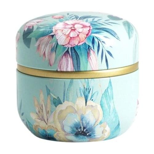 Flower Mini Tin Loose Tea Coffee Candy Storage Box Round Metal Case Wedding Favor Organizer Container Japanese Style