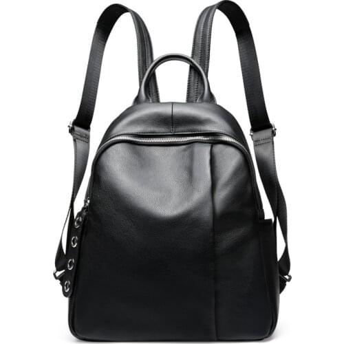 100% Real Leather Women Backpacks Cowhide Leather School Backpack For Girls Lady Travel Shoulder Bag Sac a Dos Fashion Bagpack
