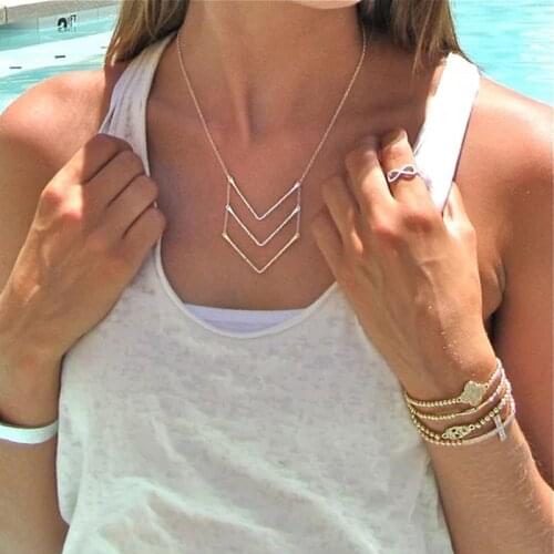 925 Silver V Necklace Handmade Jewelry Choker Gold Filled Pendants Collier Femme Kolye Collares Womens Jewelry Boho Necklace