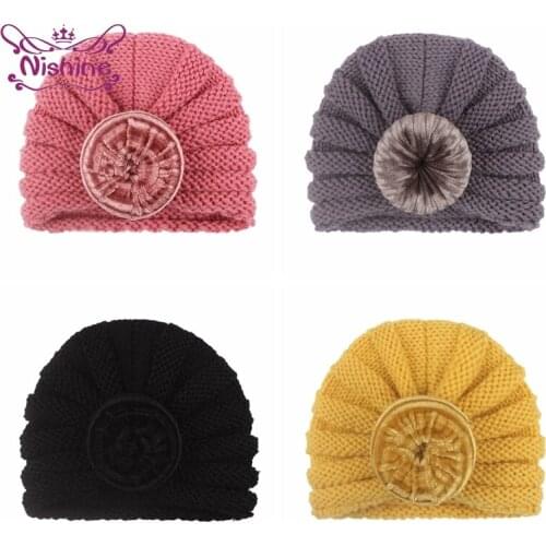 1 PCS Fashion Handmade Gold Velvet Donut Hats Solid Color Knitting Striped Infant Cap Comfortable Warm Baby Headwear Photo Props