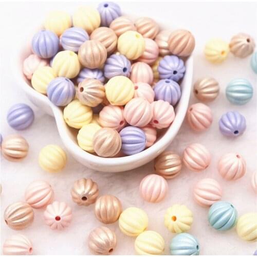 10g 12mm ABS Pumpkin Pearl Beads Macaron Round Acrylic Beads With Holes for Jewelry Making DIY Handmade Garment Accessories