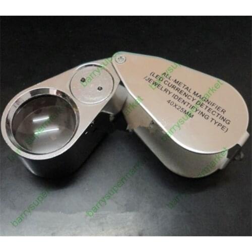 10pcs LED Purple money Detector 40x25mm 10X-15X handheld portable Magnifier jewelry appraisal