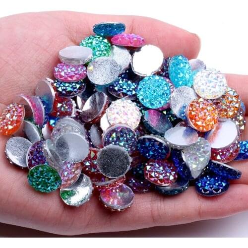 12mm 200pcs AB Colors Round Shape Resin Flatback Rhinestone DIY Crafts Jewelry Making Wedding Garment Shoes Decorations