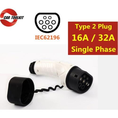 16A 32A Single Phase Type 2 Electric Car Charger Plug IEC62196 EVSE EV Charging Adapter for Electric Vehicle Connector 110V-250V