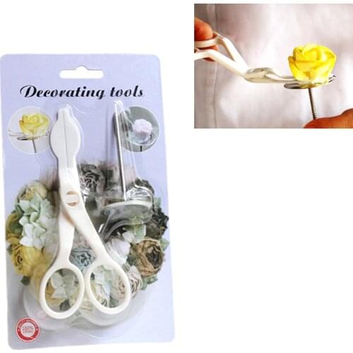 2pcs/set Cake Decorating Nails Stainless Steel Cake Flower Needle And Plastic Scissor Fondant Decor Flowers Lifter Tools