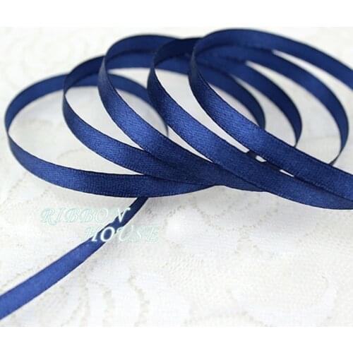 25 yards/roll ) 1/4" (6mm) Navy Blue Single Face Satin Ribbon Webbing Decoration Gift Christmas Ribbons Wholesale
