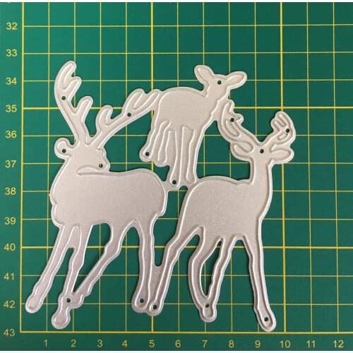 3 pcs Christmas Deer Animal Metal Steel Cutting Dies for DIY Scrapbook Embossing Paper Craft Handmade Album 10.5*9.8cm