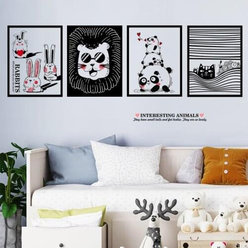 Abstract Cartoon Wall Stickers Animal Decoration Poster Bedroom Living Room Sofa Creative Photo Wall Self Adhesive Mural