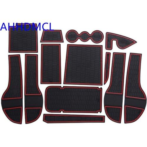 Car Anti-Dirty Pad Door Groove Gate Slot Cup Armrest Storage Pad Anti-Slip Mat For Skoda KODIAQ