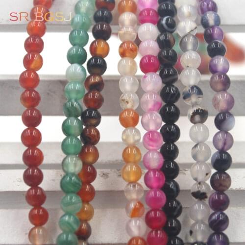 Free Shipping 4MM Small Bail Spacer Beads Round Natural Round Stripe Onyx Beads For Jewelry Making 15"