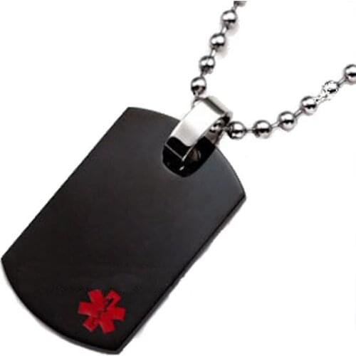 Custom black color dog tag cheap stainless steel medical dog tag hot sales black dog tags with medical LOGO