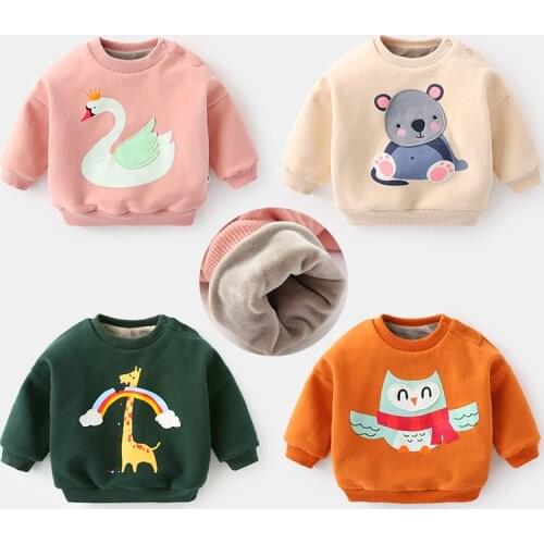 Baby Child Thicker Sweatshirt Fall Winter Newborn Girl Shoulder Botton Fashion Cartoon Clothes Baby Boy Keep Warm Coat Top 3m 6m